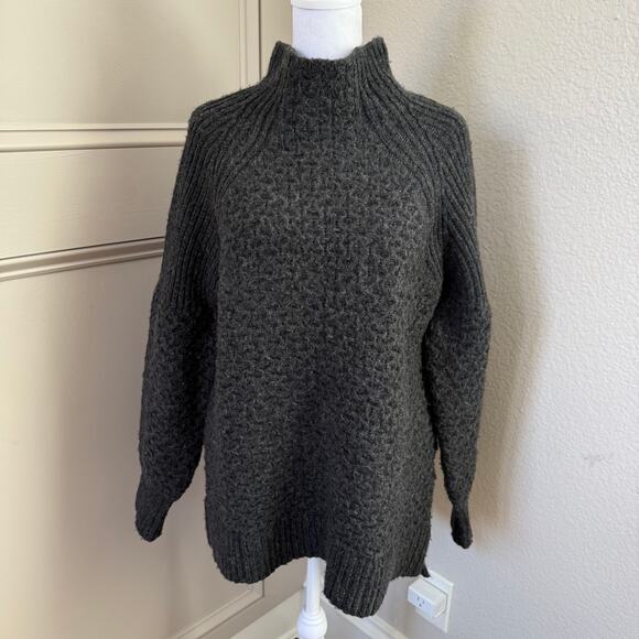 Anthropologie Bia Mock Neck Alpaca Blend Tunic Sweater in Carbon Size M - Picture 1 of 8